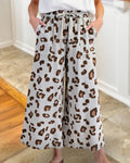 Trendy Leopard Washed Wide-leg Pants