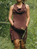 Sleeveless Nomad Dress - Hooded Cowl Sundress with Pocket
