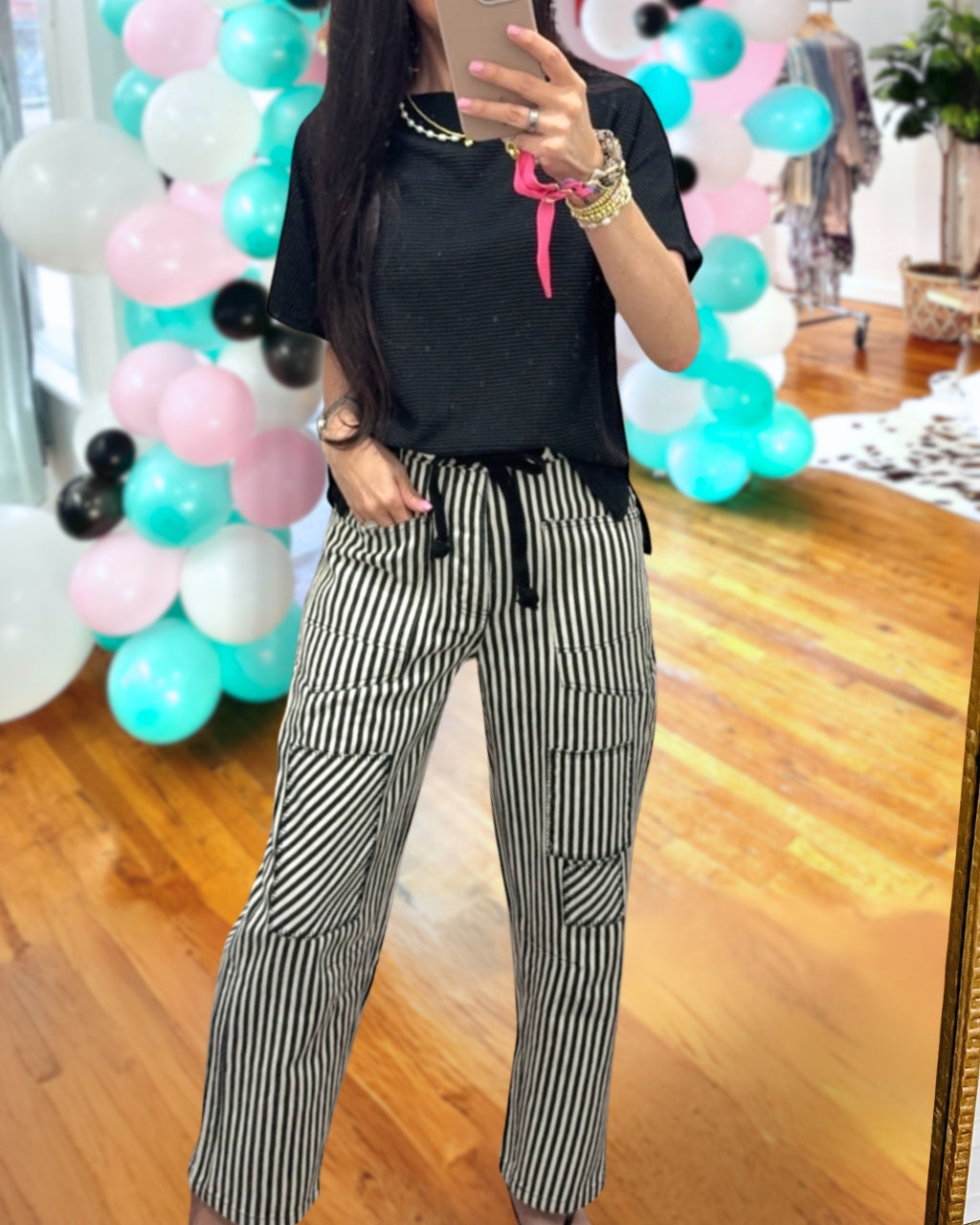 Stylish Patch Striped Pants