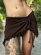 Irregular Drawstring Bandage Skirt