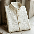 Vintage Leaves Embroidery Art Comfy Linen Shirt
