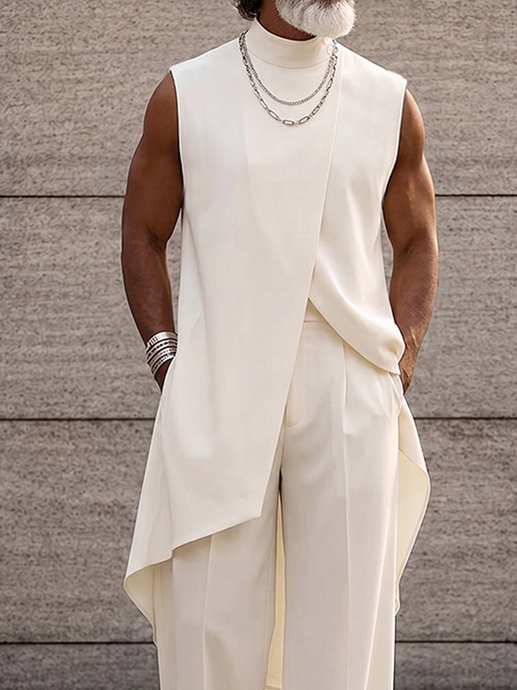 Asymmetrical High Low Hem Longline Sleeveless Top Set