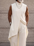 Asymmetrical High Low Hem Longline Sleeveless Top Set