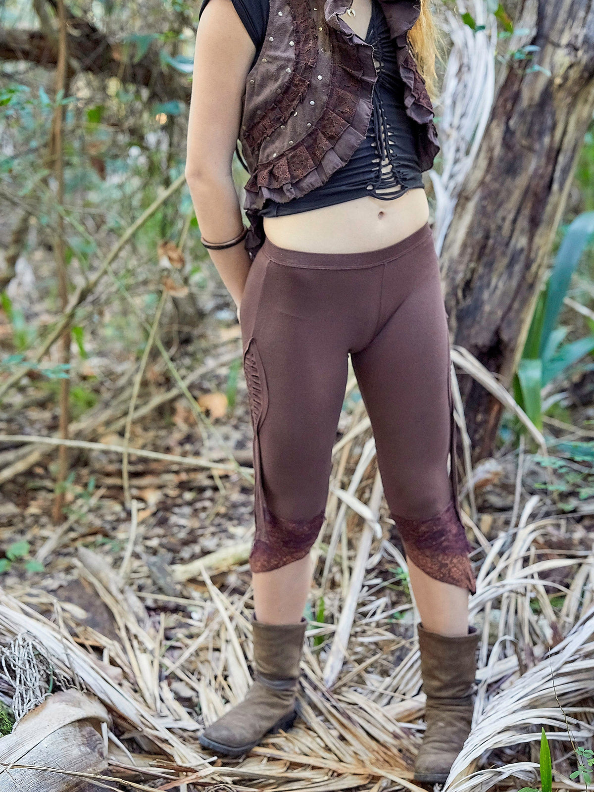 Steampunk Leggings, Capri Leggings, Pixie Clothing, Yoga Pants, Festival Leggings