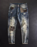 Vintage Faded©\Blue Boro©\Patchwork Multi©\Rip Denim Jeans