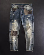 Vintage Faded©\Blue Boro©\Patchwork Multi©\Rip Denim Jeans