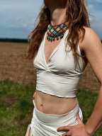 Halter Crop Top: Stretchy, Yoga, Bellydance, Boho, Ritual, Burning Man