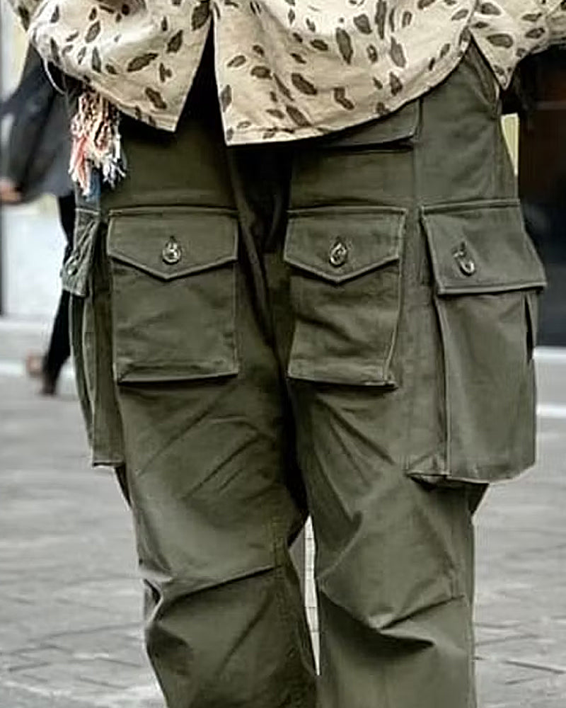 Vintage Multi©\Flap©\Pocket Balloon©\Leg Military©\Inspired Cargo Trousers