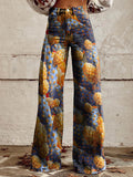 Women's Cactus Print Casual Wide Leg Pants