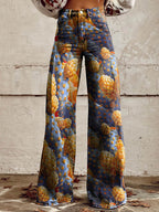 Women's Cactus Print Casual Wide Leg Pants