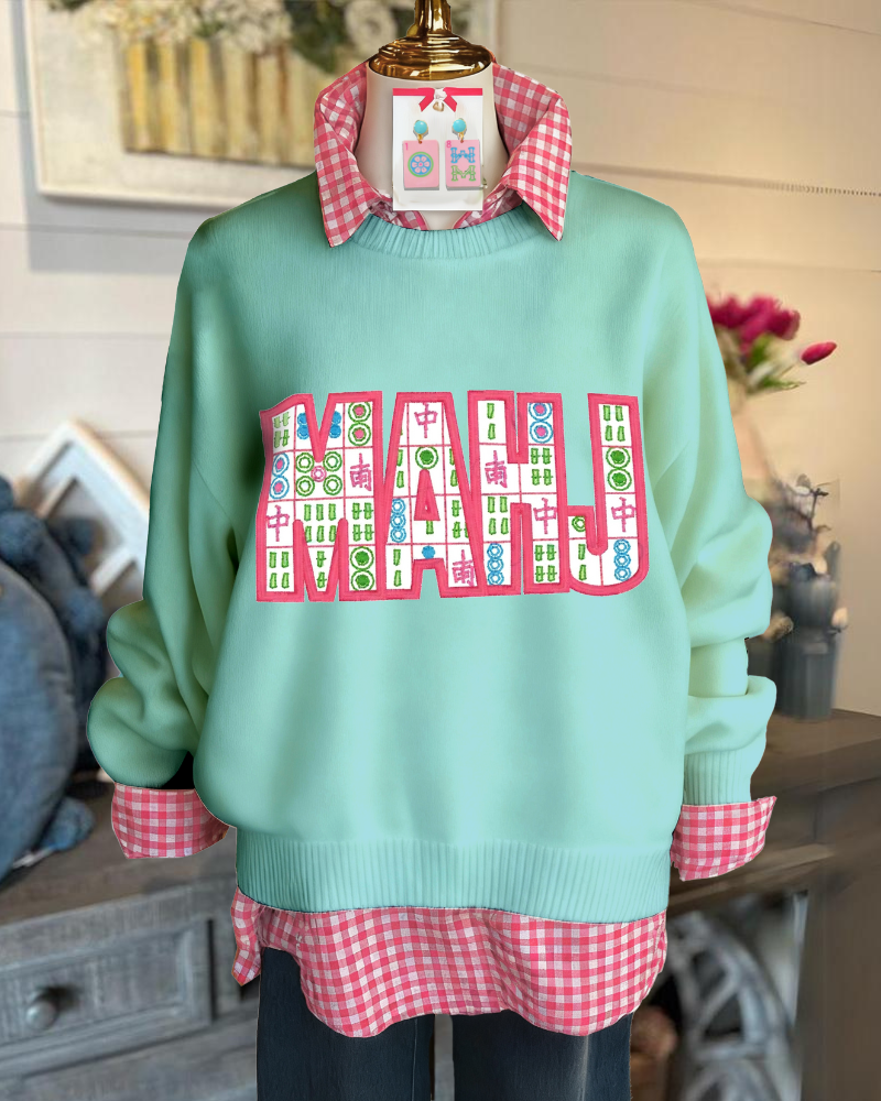 Unique Mahjong Embroidered Pullover