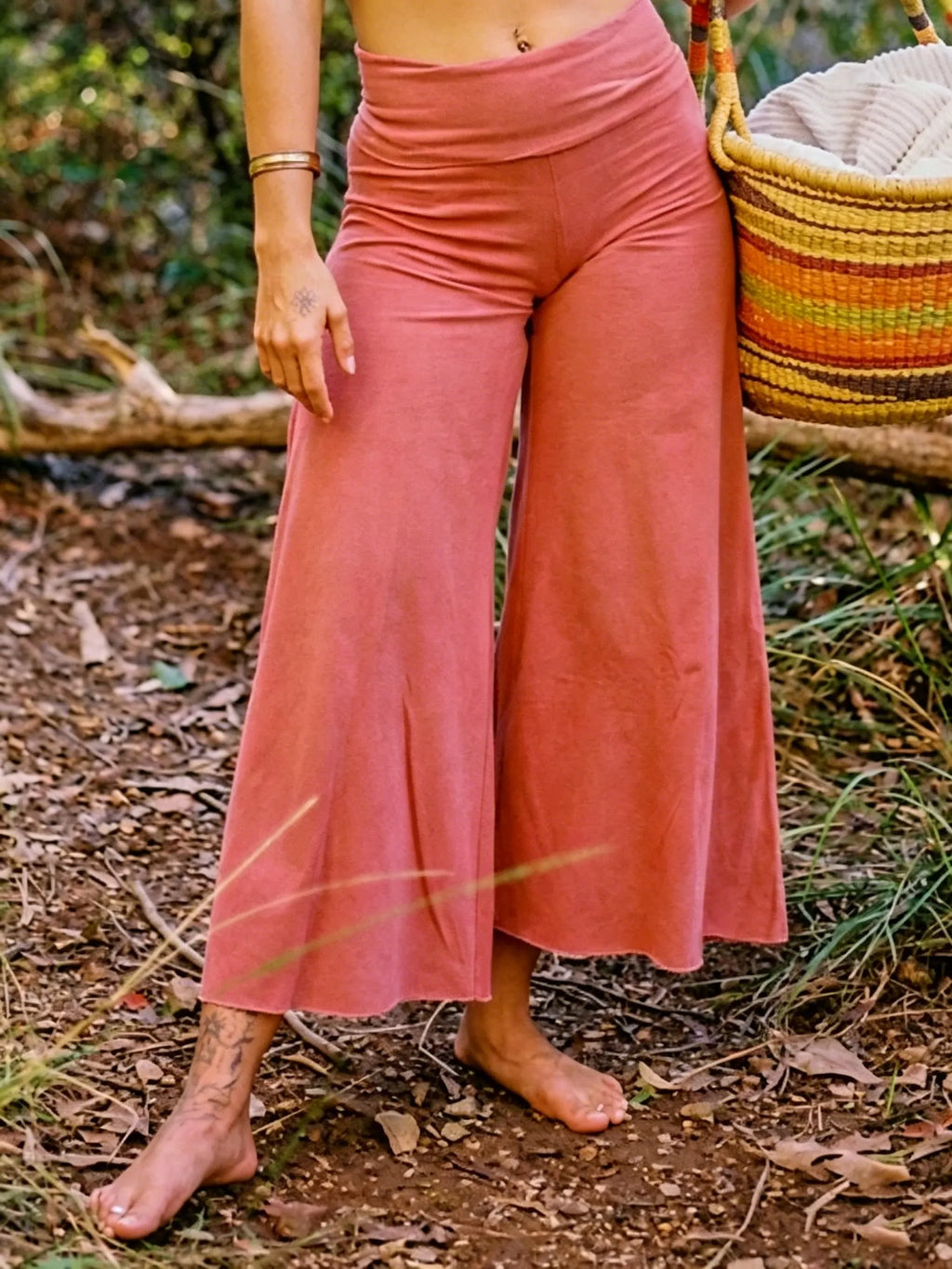 High-Waisted Draped Wide Leg Cropped Pants