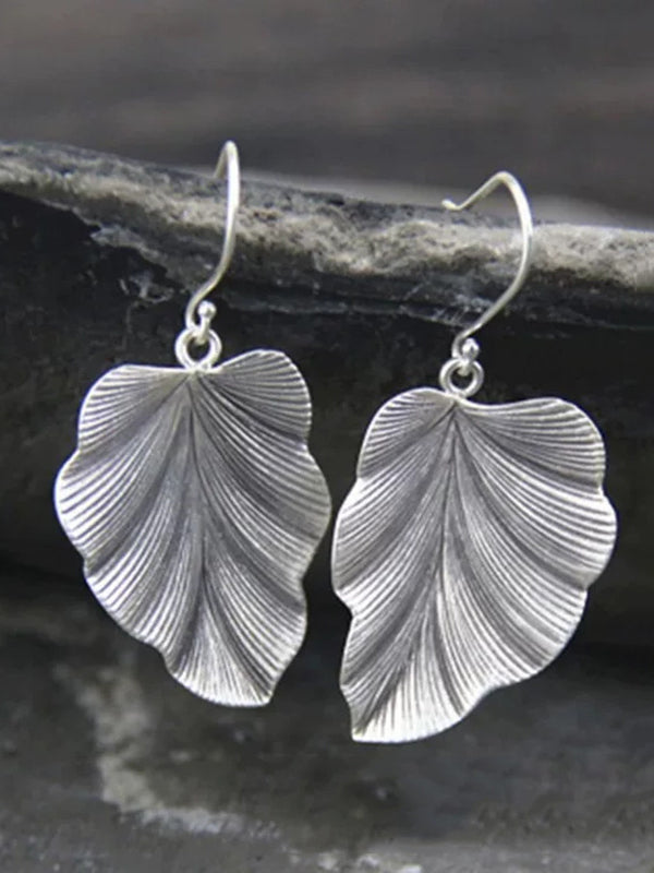 Vintage Distressed Handmade Brushed Leaf Earrings