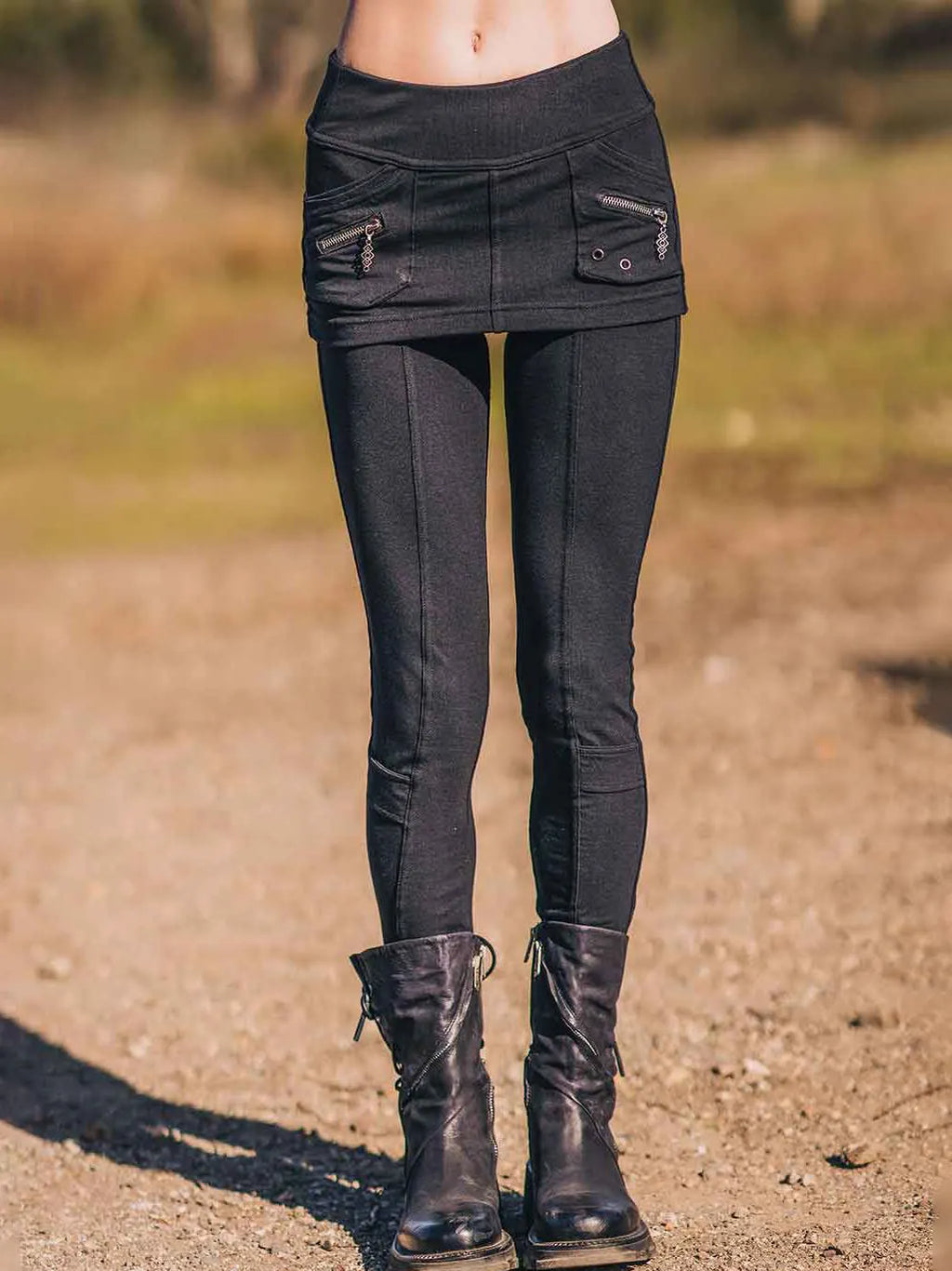 Cargo Skirt Pants 2-in-1 Slim Fit Stretch Long Leggings