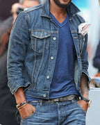 Vintage Dark Indigo Washed Classic Trucker Denim Jacket