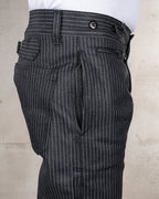 Retro Black Striped Straight-leg Casual Pants