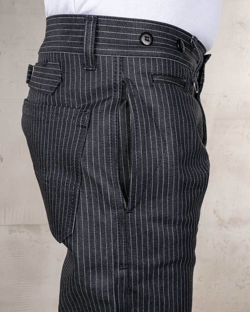 Retro Black Striped Straight-leg Casual Pants