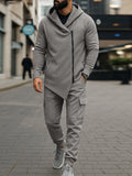 Trendy Asymmetric Design Jacket Pants Set