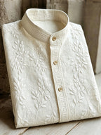 Vintage Leaves Embroidery Art Comfy Linen Shirt