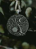 Tree of Life Sun and Moon Delicate Pendant Necklace