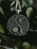 Tree of Life Sun and Moon Delicate Pendant Necklace