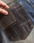 Vintage Faded©\Blue Boro©\Patchwork Multi©\Rip Denim Jeans