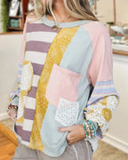 Daisy Patterned Patchwork Top
