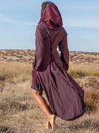 Elven Cotton Hood Jacket: Raw Spring Summer Jacket With Pockets