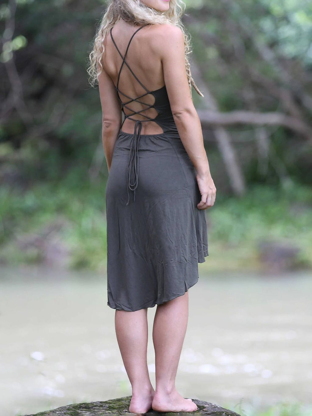 High Low Hem Corset Back Bohemian Pixie Dress