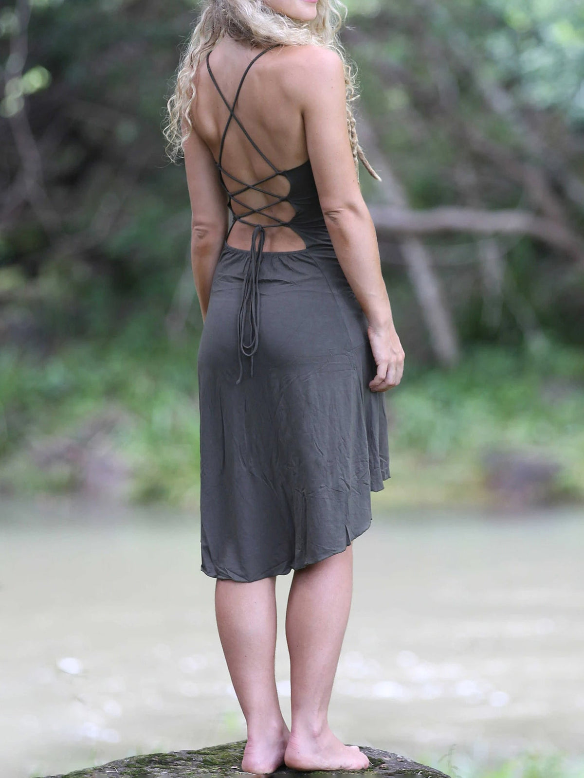 High Low Hem Corset Back Bohemian Pixie Dress
