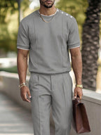 Smart Casual Front Seam T-Shirt Pants Set