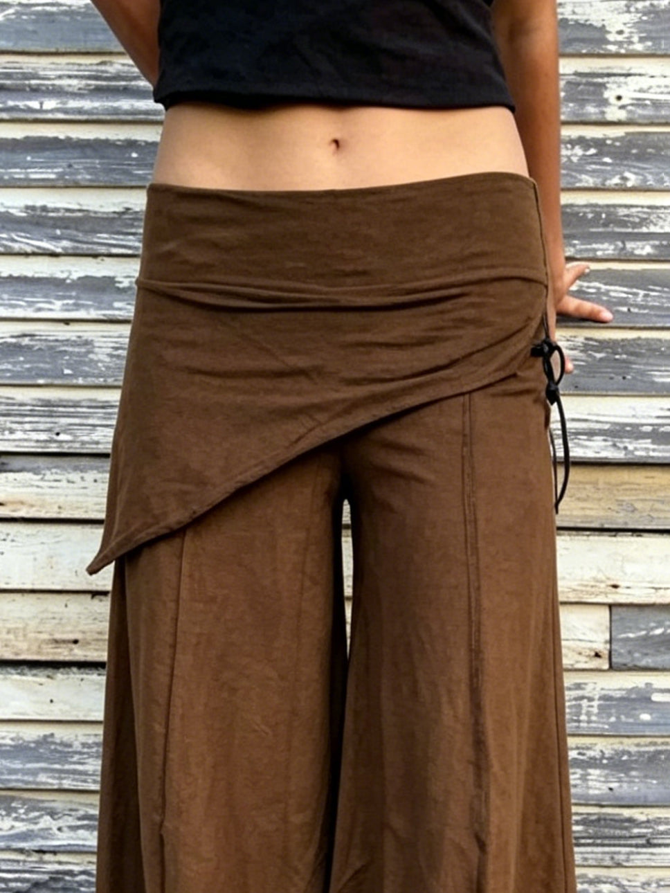 Asymmetric Wrap Waistband Wide Leg Pants