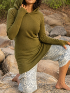 Draped Cowl Neck Longline Knitwear Top