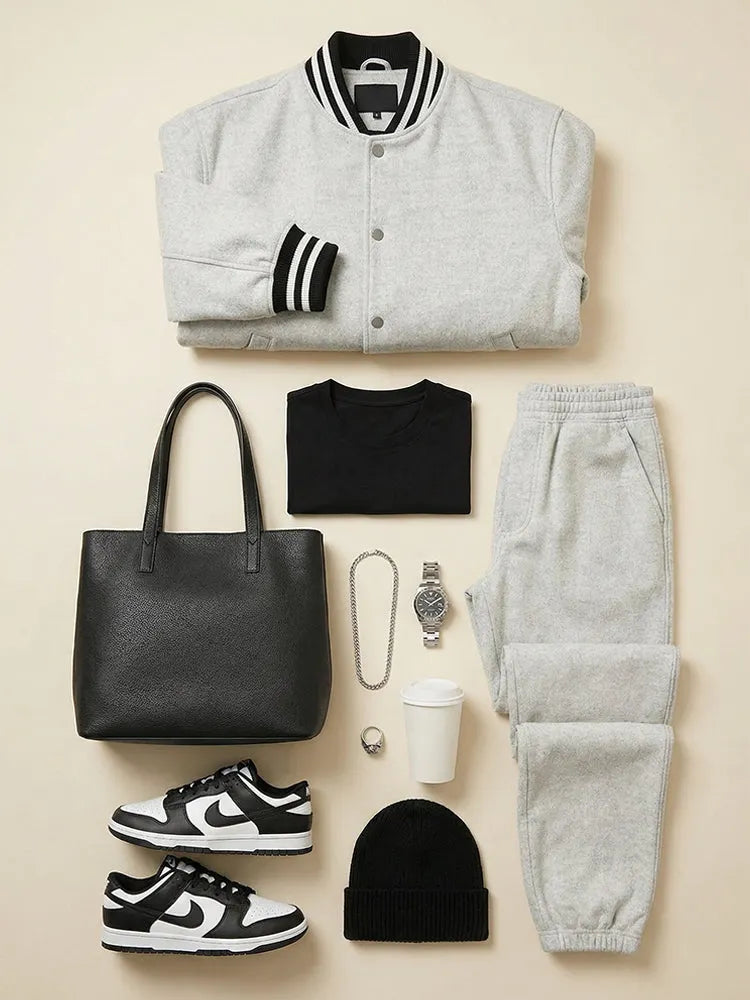 Classic Striped Trim Jacket Pants Set