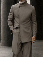 Smart Casual Mandarin Collar Suit Set
