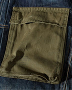 Vintage Asymmetric Canvas Patch Pocket Utilitarian Denim Jacket