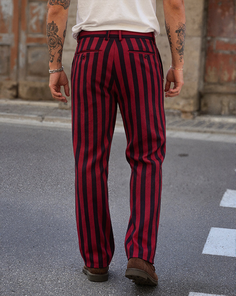 Vintage Vertical Stripe Straight©\Leg Trousers