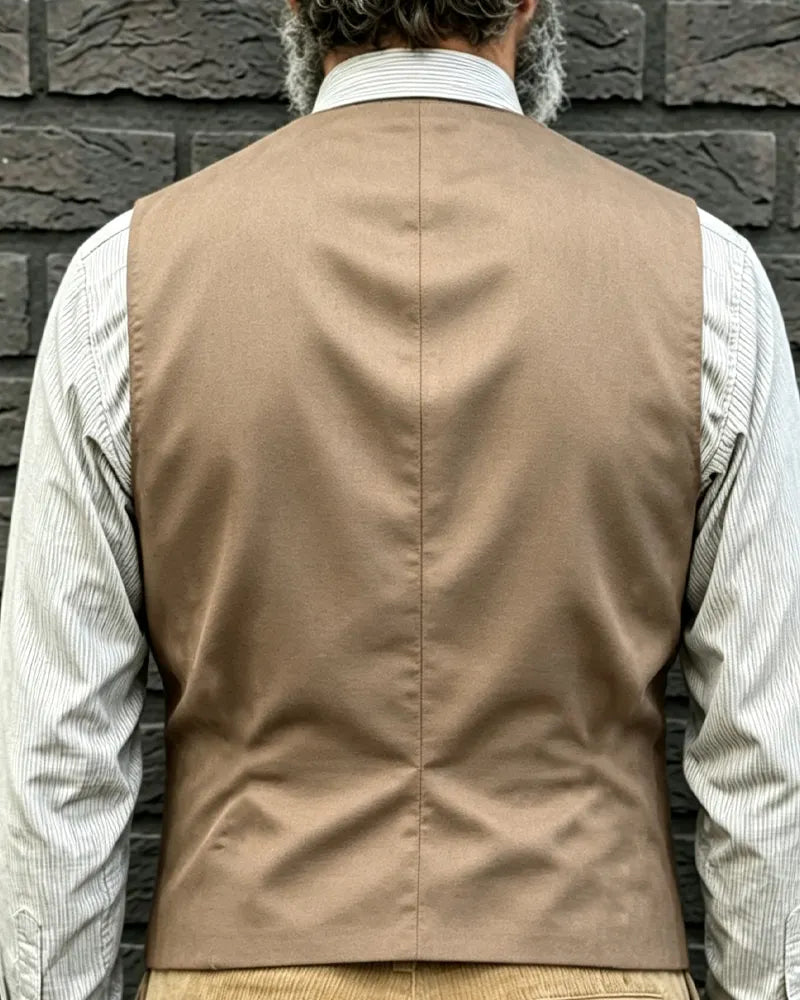 Vintage Chocolate Brown Stripe Wool©\Blend Vest