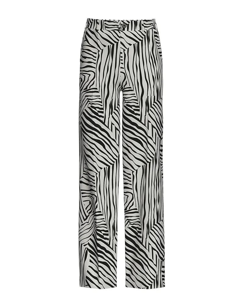 Retro Black And White Color-blocked Zebra Print Double-breasted 2-piece Suit