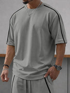 Athleisure Zipper Accent T-Shirt Shorts Set