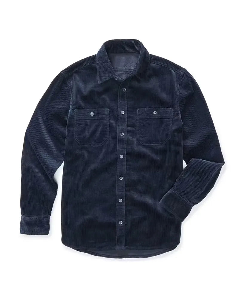 Vintage Navy Blue Corduroy Dual Chest Pocket Shirt