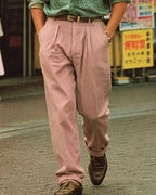 Vintage Dusty Pink High©\Waist Straight©\Leg Trousers