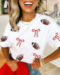 Football Bow Sequined Tee