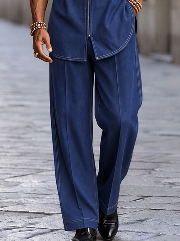 Modern Streetwear Zip-Up Jacket Pants Set