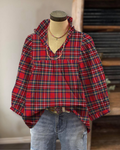 Casual Cotton Plaid Top