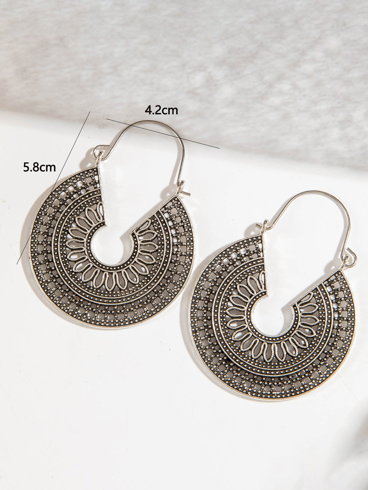 Vintage Exaggerated Hollow-Out Floral Tribal Drop Earrings