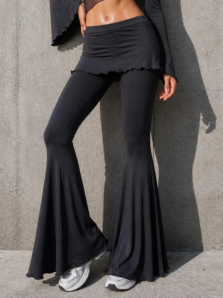 Ruffle Bustle Bell Bottoms ? Rayon Spandex Blend, Yoga Dance Pants