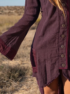 Elven Cotton Hood Jacket: Raw Spring Summer Jacket With Pockets