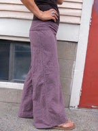 Cotton Wide Leg Pants with Fold-Over Waistband