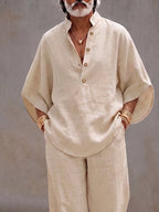 Minimalist 100% Cotton Batwing Sleeve Top and Pants Set